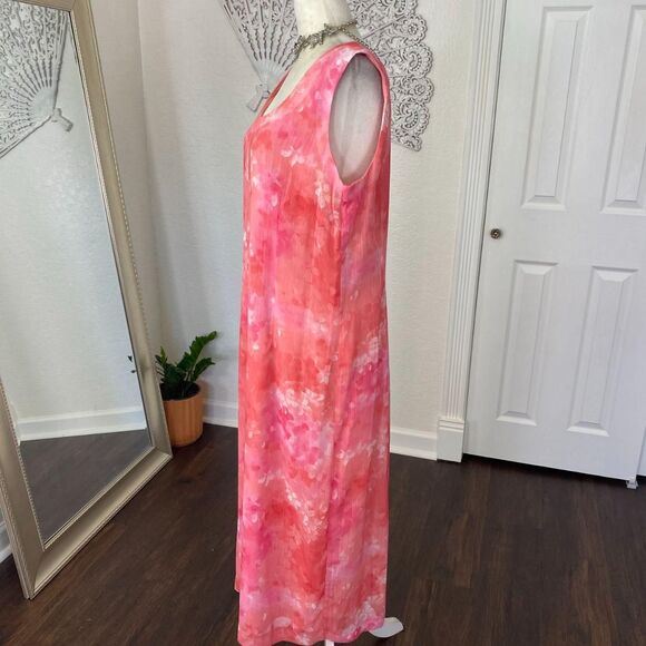 Early 2000's Light Pink White Flower Floral Mesh Midi Maxi Dress Size 14 / L - Picture 5 of 7